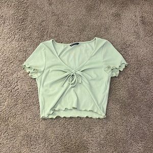 front tie light green crop top